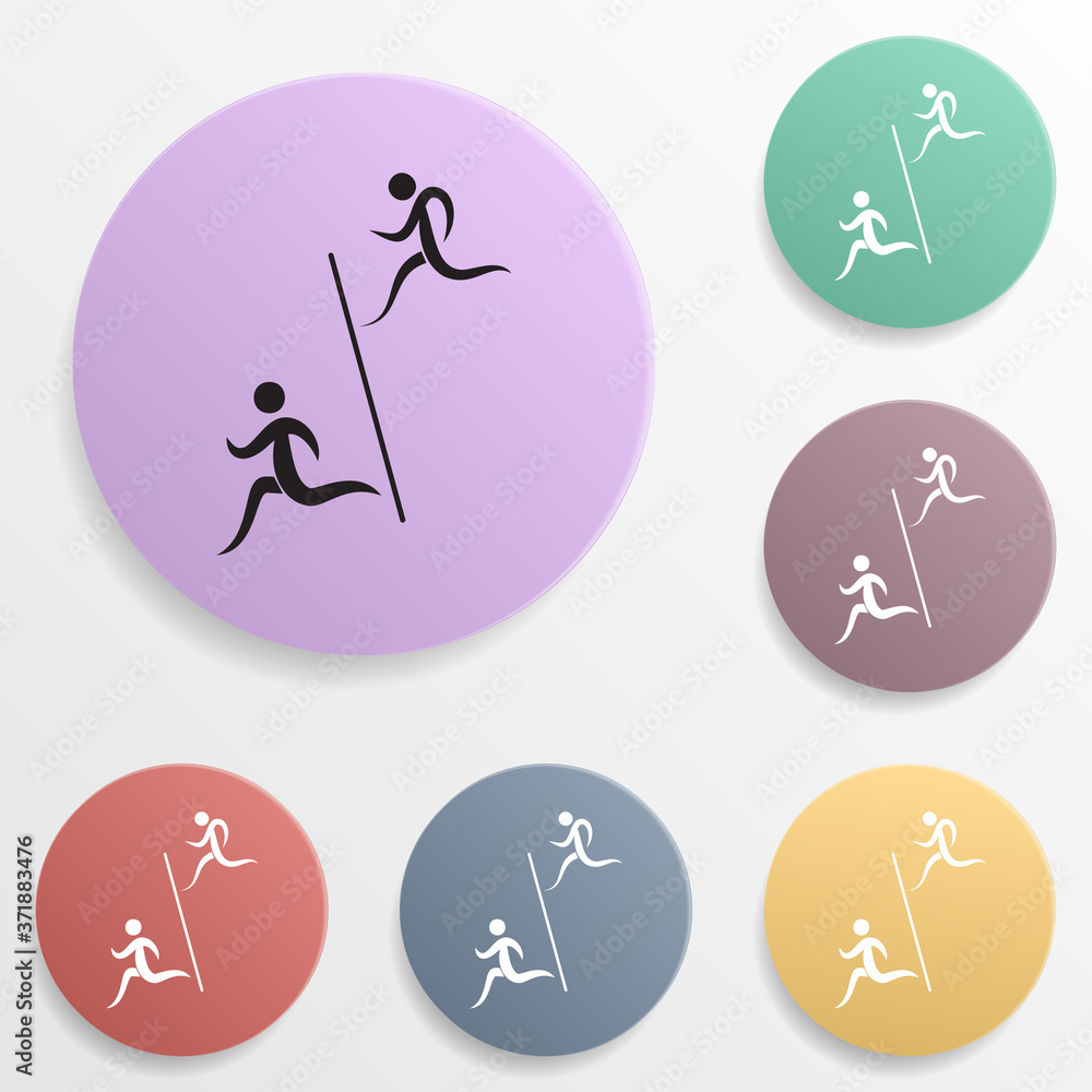 Poster runners cross the finish line badge color set icon. simple glyph, flat vector of sport icons for ui 