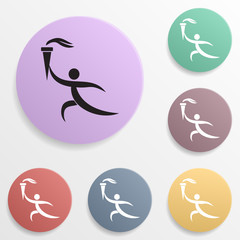 Athlete with olympic fire badge color set icon. Simple glyph, flat vector of sport icons for ui and ux, website or mobile application