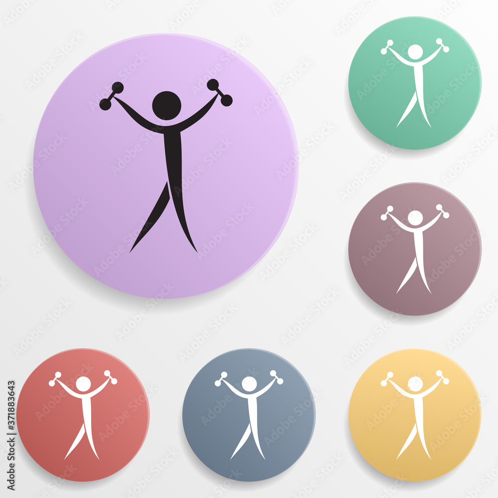 Poster dumbbell badge color set icon. simple glyph, flat vector of sport icons for ui and ux, website or mo
