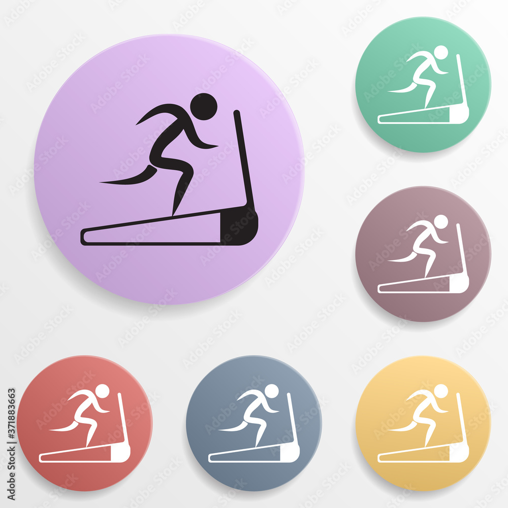Poster athlete on a treadmill badge color set icon. simple glyph, flat vector of sport icons for ui and ux,