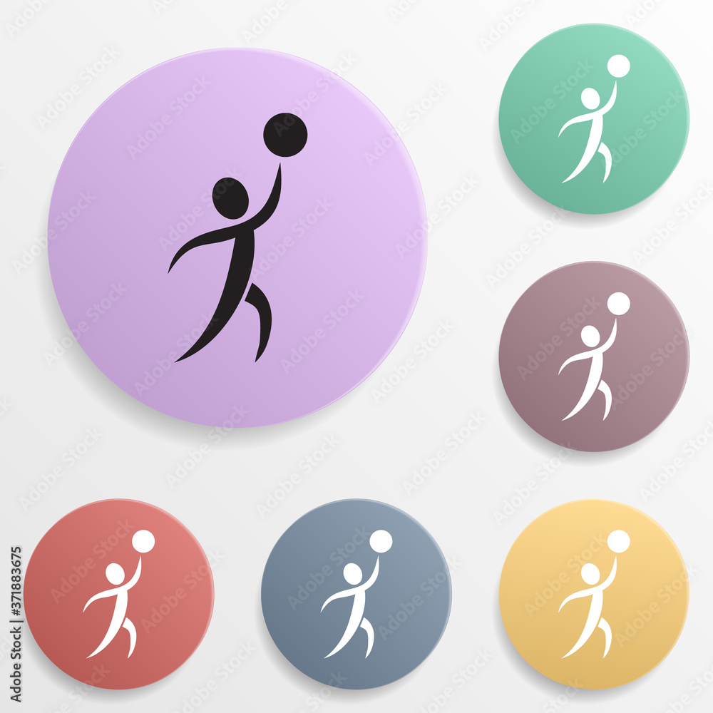Poster basketball player with a ball badge color set icon. simple glyph, flat vector of sport icons for ui 