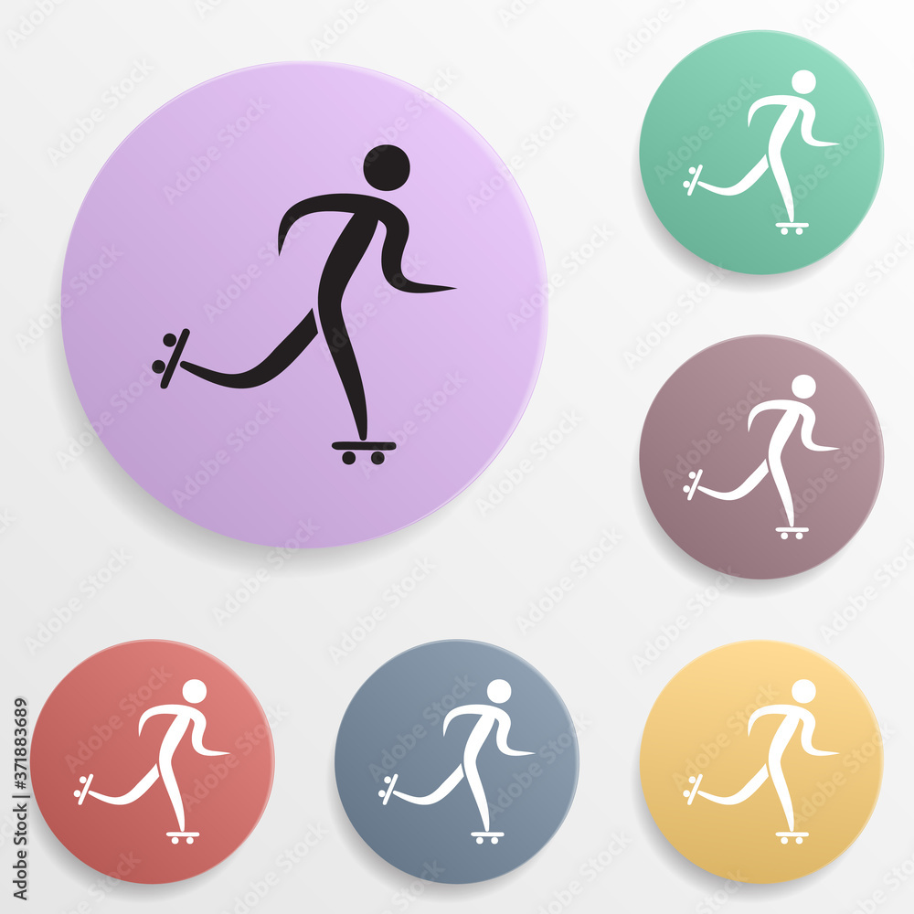 Poster rollerplayer badge color set icon. simple glyph, flat vector of sport icons for ui and ux, website o