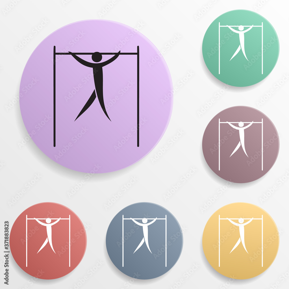 Poster athlete on a horizontal bar badge color set icon. simple glyph, flat vector of sport icons for ui an