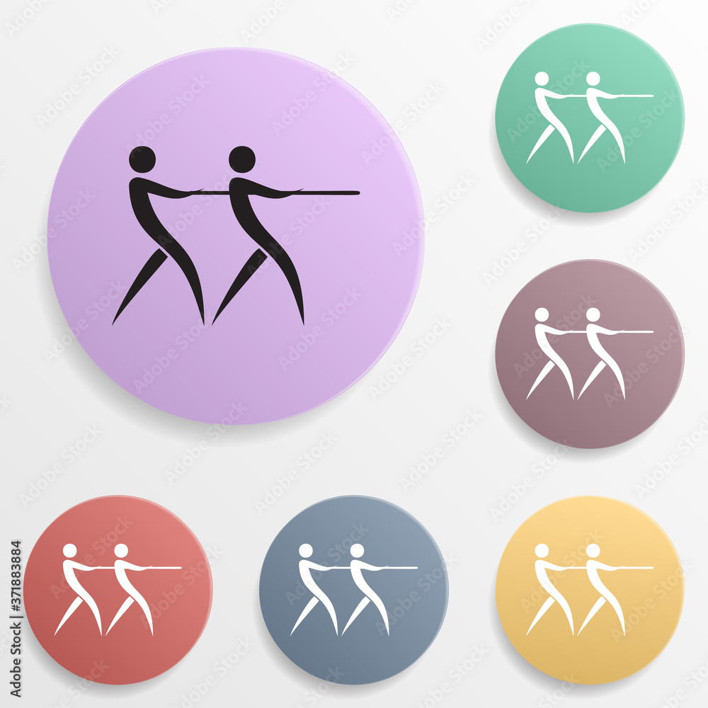Poster tug-of-war game badge color set icon. simple glyph, flat vector of sport icons for ui and ux, websit