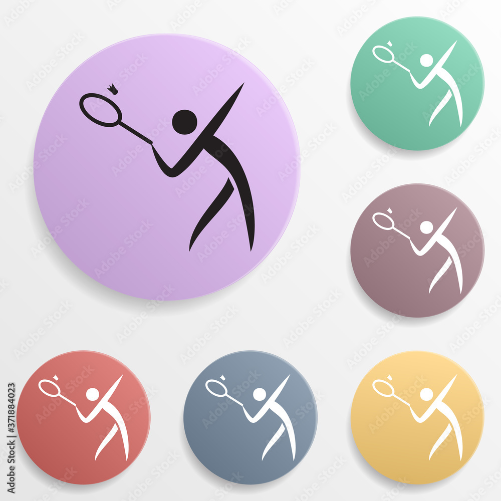 Poster badminton badge color set icon. simple glyph, flat vector of sport icons for ui and ux, website or m
