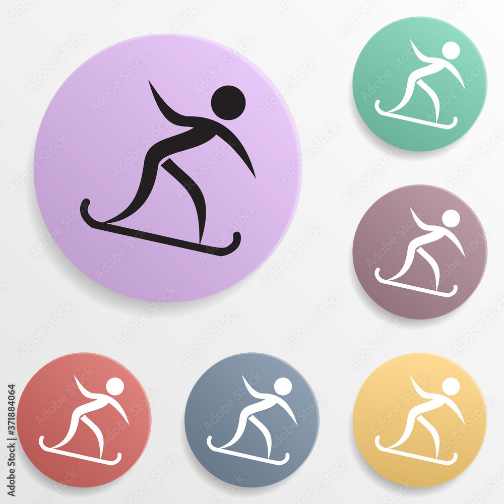Poster snowboarder badge color set icon. simple glyph, flat vector of sport icons for ui and ux, website or