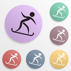 Snowboarder badge color set icon. Simple glyph, flat vector of sport icons for ui and ux, website or mobile application