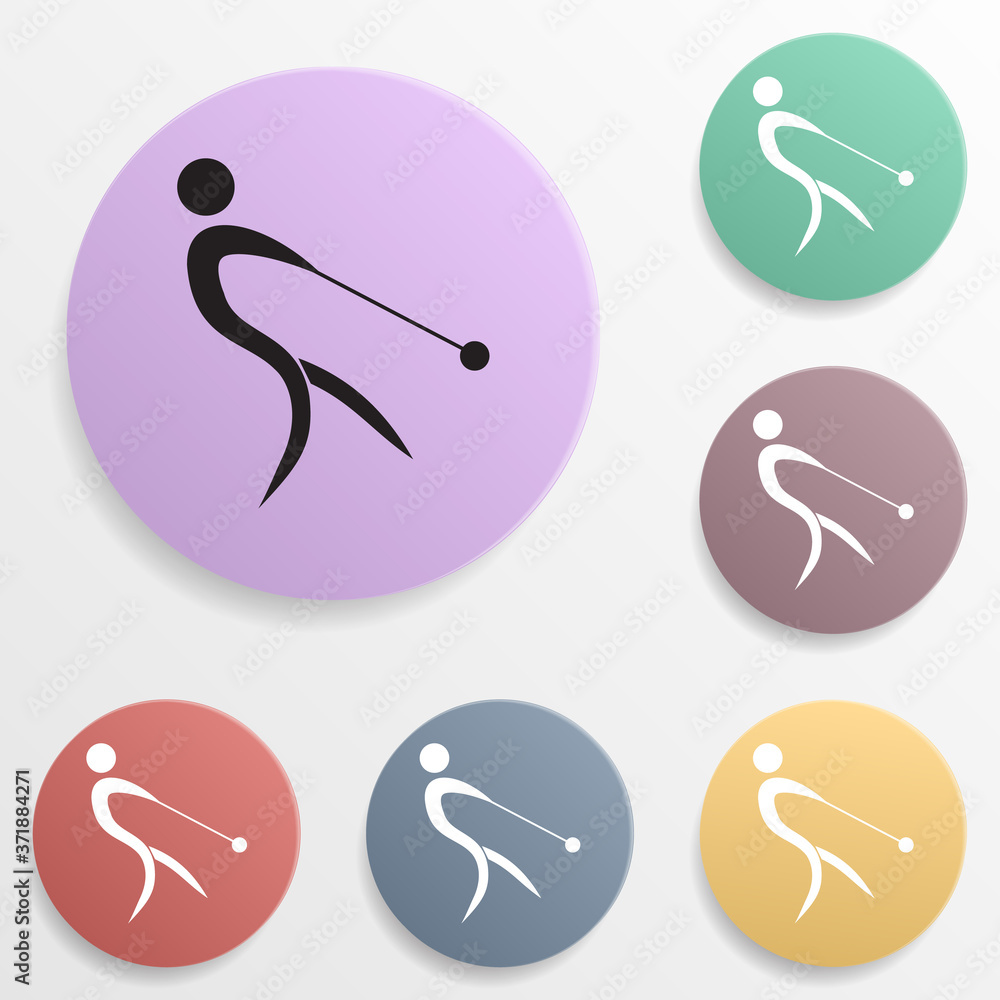 Poster hammer throwing badge color set icon. simple glyph, flat vector of sport icons for ui and ux, websit