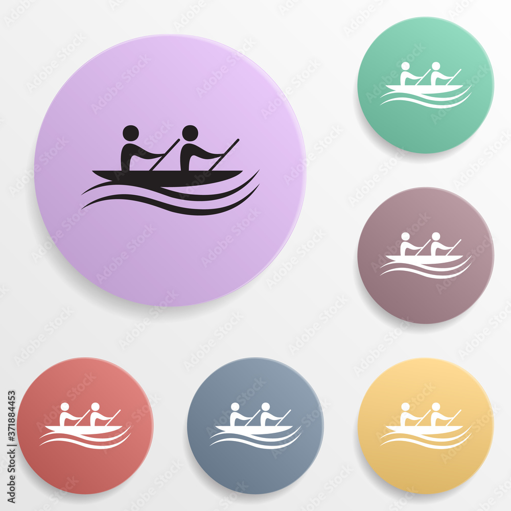 Poster rowing badge color set icon. simple glyph, flat vector of sport icons for ui and ux, website or mobi