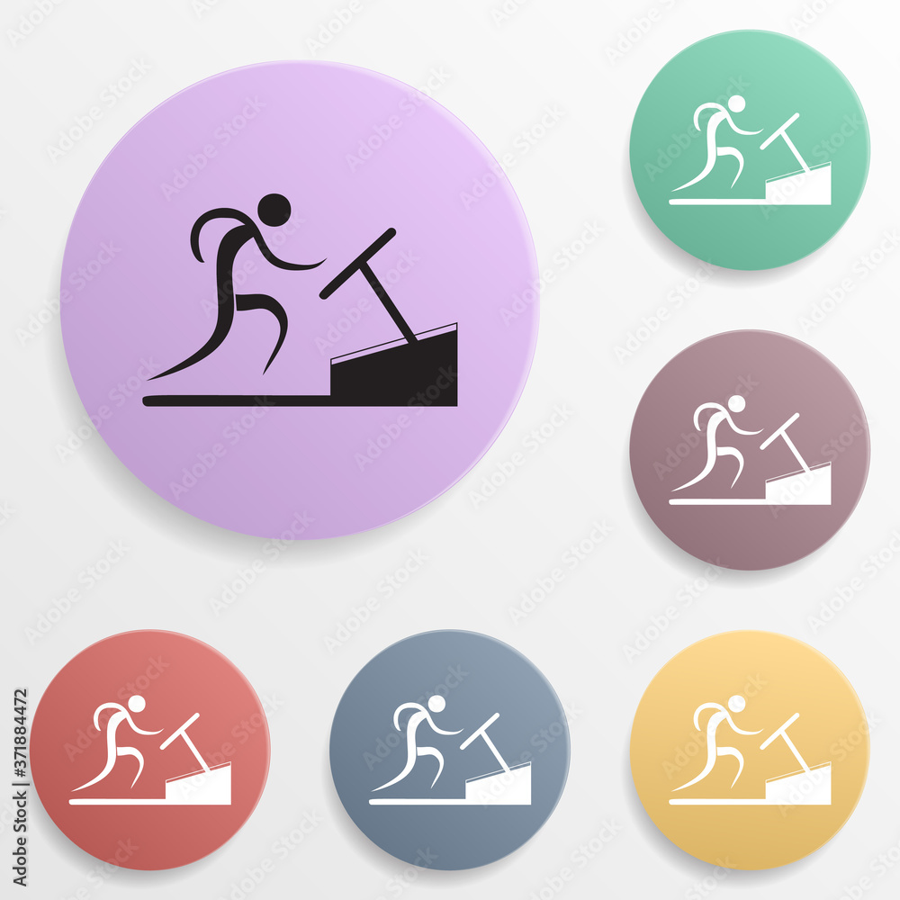Poster man on the treadmill badge color set icon. simple glyph, flat vector of sport icons for ui and ux, w