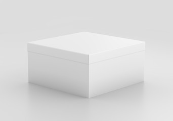 White Realistic Square Box Mockup, Blank Cardboard Shoe box, 3d Rendering isolated on white background ready for your design