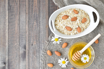 Oatmeal with almonds and honey the view from the top