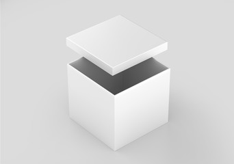 White Realistic Square Box Mockup, Blank Cardboard Packaging Cube box, 3d Rendering isolated on white background ready for your design