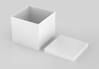White Realistic Square Box Mockup, Blank Cardboard Packaging Cube box, 3d Rendering isolated on white background ready for your design