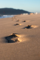 Footprints in a beach