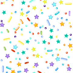 Sprinkles grainy. Seamless Pattern. Cupcake donuts