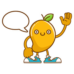 kawaii smiling mango fruit with sneakers cartoon