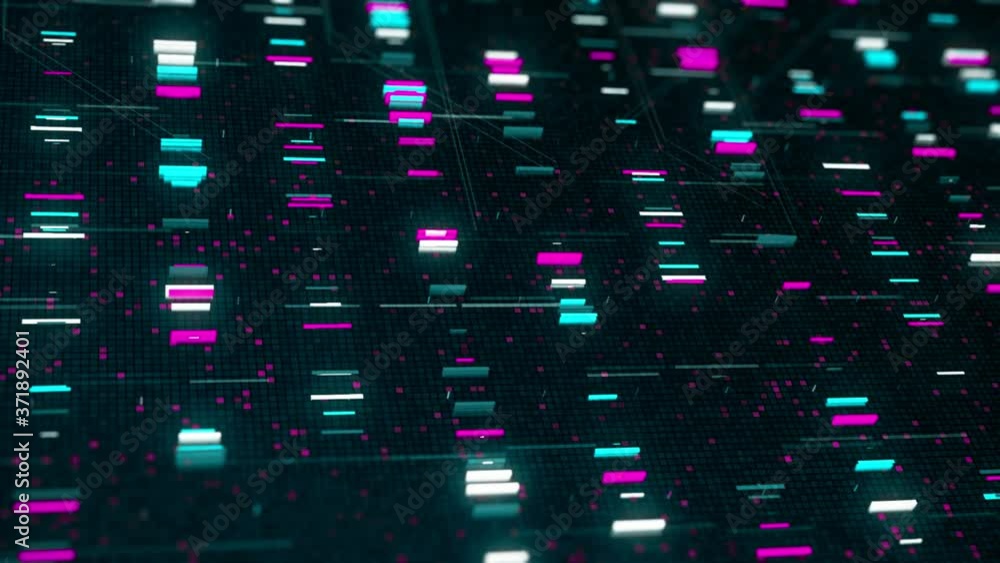 Poster the abstract high tech digital background with information transfer. animation. flying along the bri