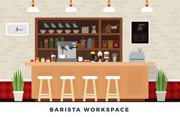 Coffee equipment gradient set with coffee beans. Coffee shop vector flat set illustration