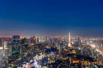 Fotobehang 東京都港区六本木の高層ビルの展望台から見た夜の東京の都市景観 © zu_kuni