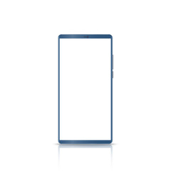 New version of blue slim smartphone similar to with blank white screen. Realistic vector illustration.