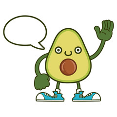 kawaii smiling avocado fruit with sneakers cartoon