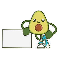 kawaii smiling avocado fruit with sneakers cartoon