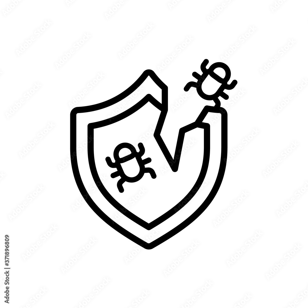 Poster shield cyber attack bug icon. simple line, outline vector elements of hacks icons for ui and ux, web