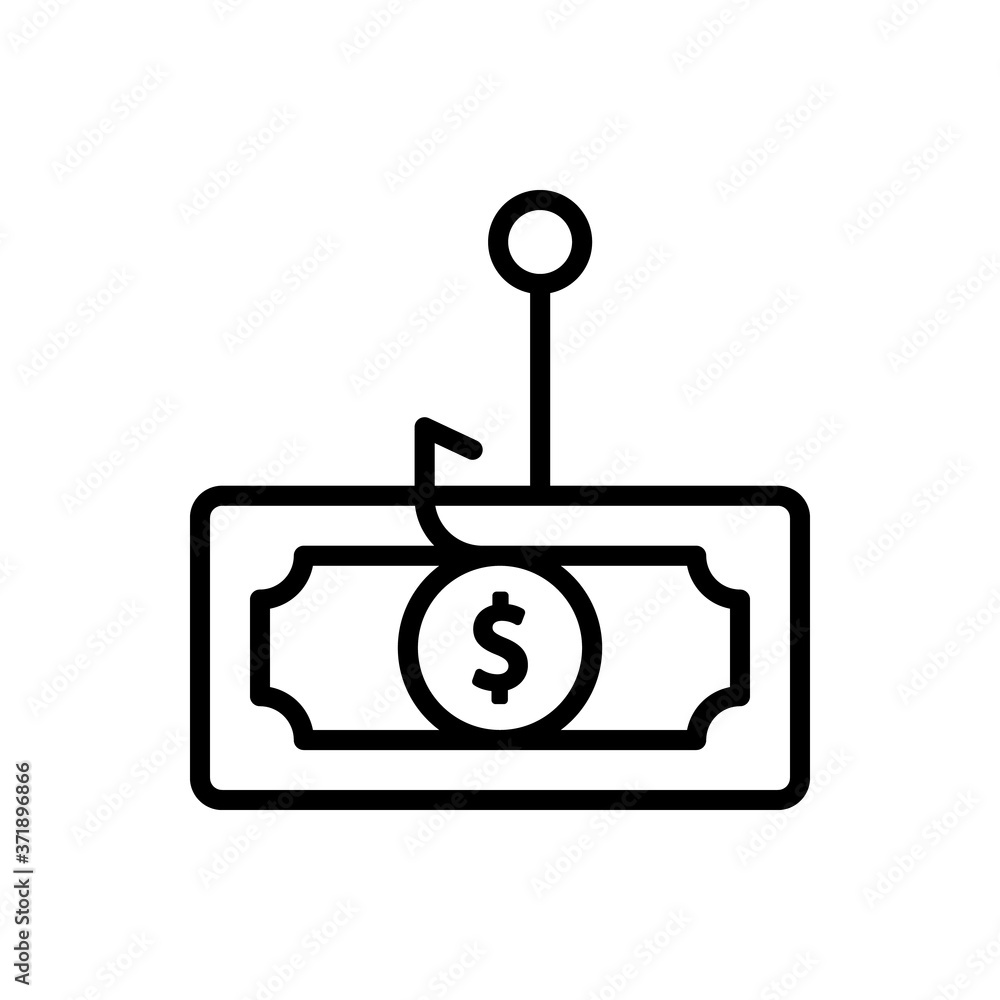 Poster phishing money dollar icon. simple line, outline vector elements of hacks icons for ui and ux, websi