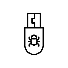 USB drive cyber attack icon. Simple line, outline vector elements of hacks icons for ui and ux, website or mobile application