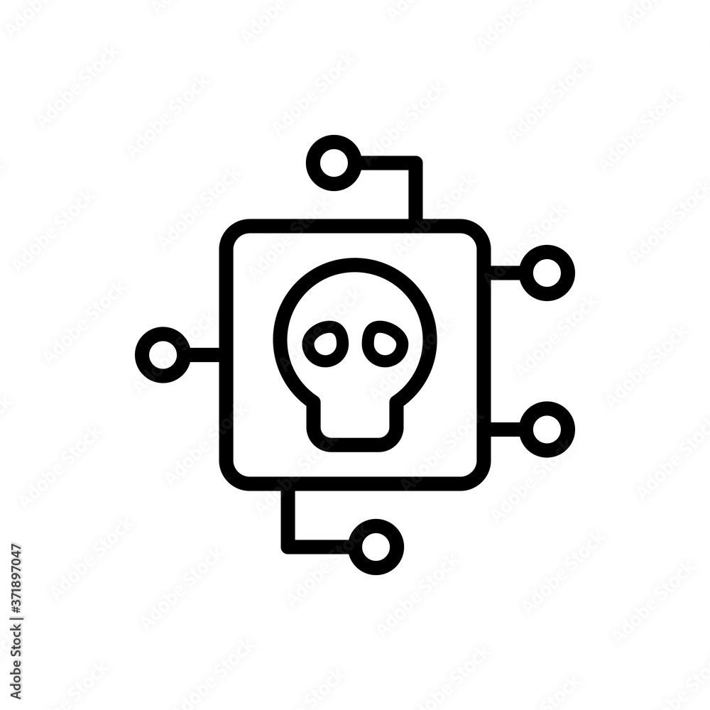 Poster skull cyber attack chip icon. simple line, outline vector elements of hacks icons for ui and ux, web
