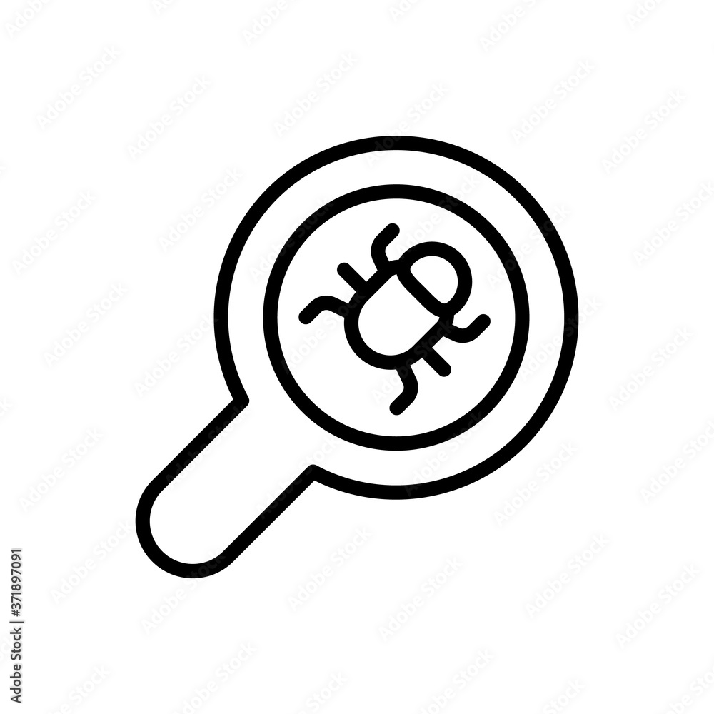 Poster bug magnifier icon. simple line, outline vector elements of hacks icons for ui and ux, website or mo