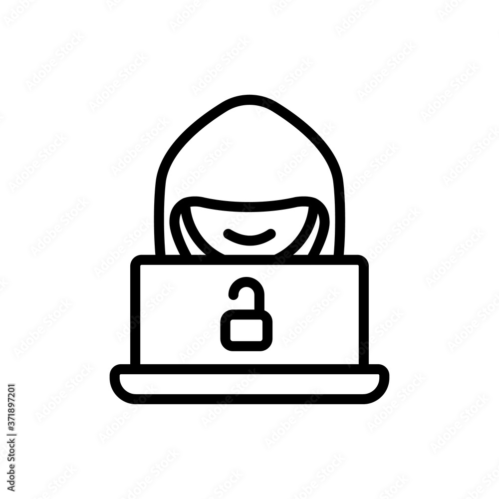 Aufkleber hacker cyber attack icon. simple line, outline vector elements of hacks icons for ui and ux, website