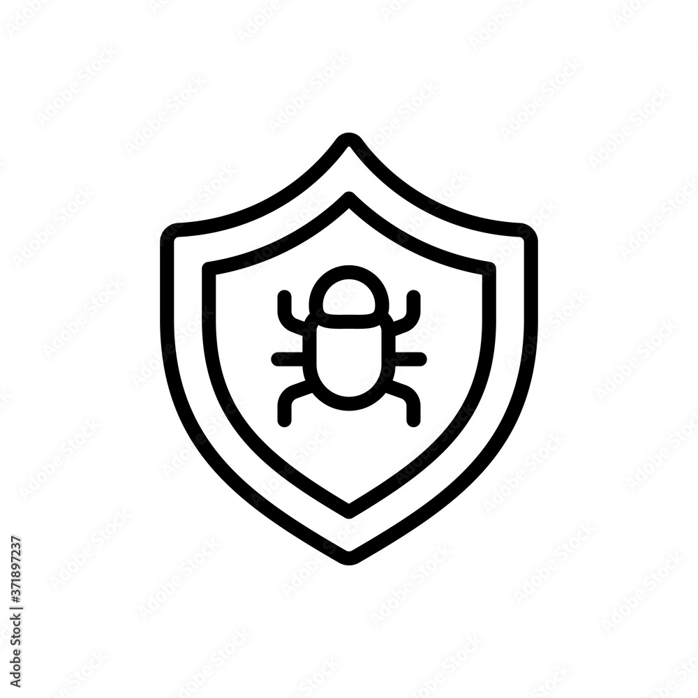 Poster shield bug cyber attack icon. simple line, outline vector elements of hacks icons for ui and ux, web