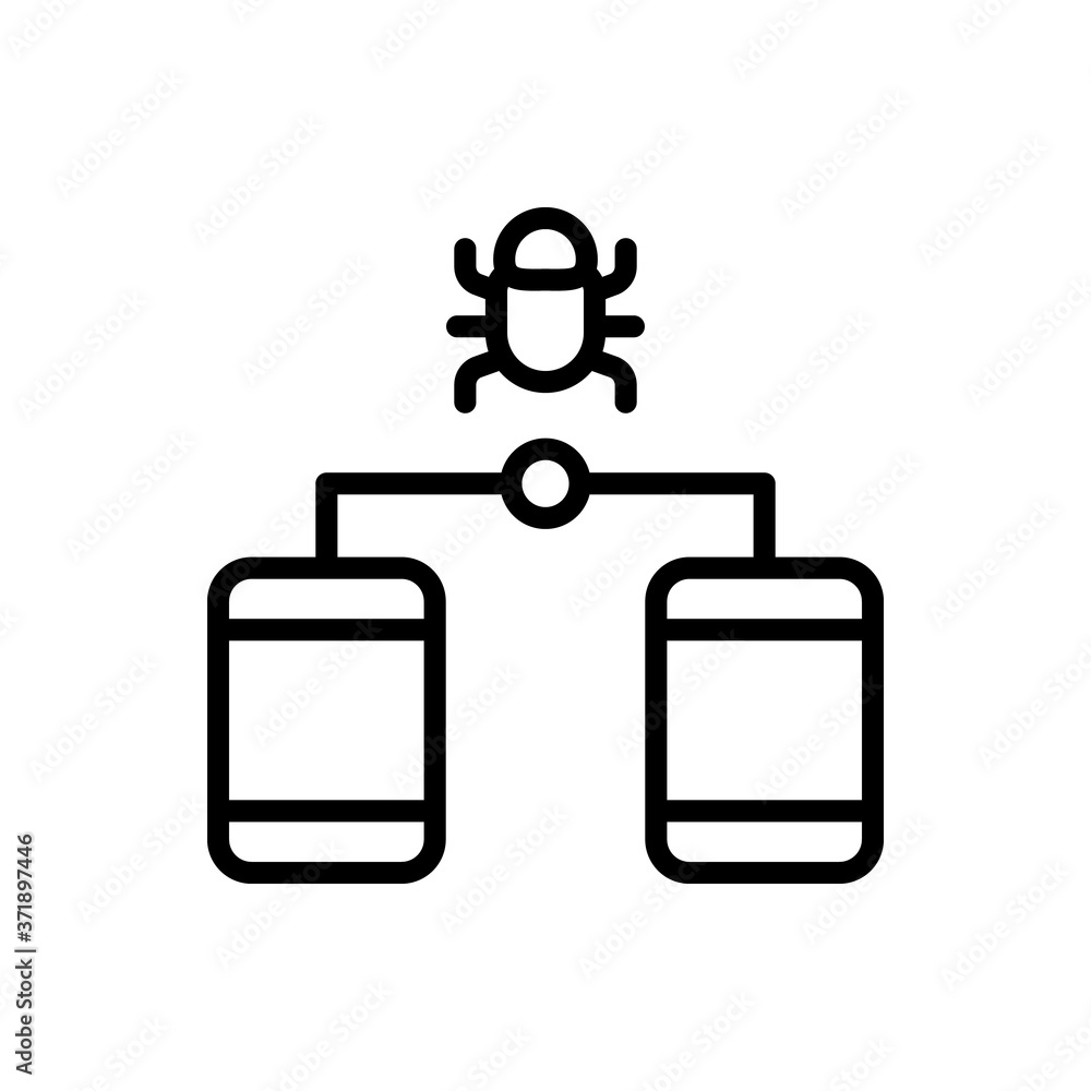 Poster smartphones bug cyber icon. simple line, outline vector elements of hacks icons for ui and ux, websi