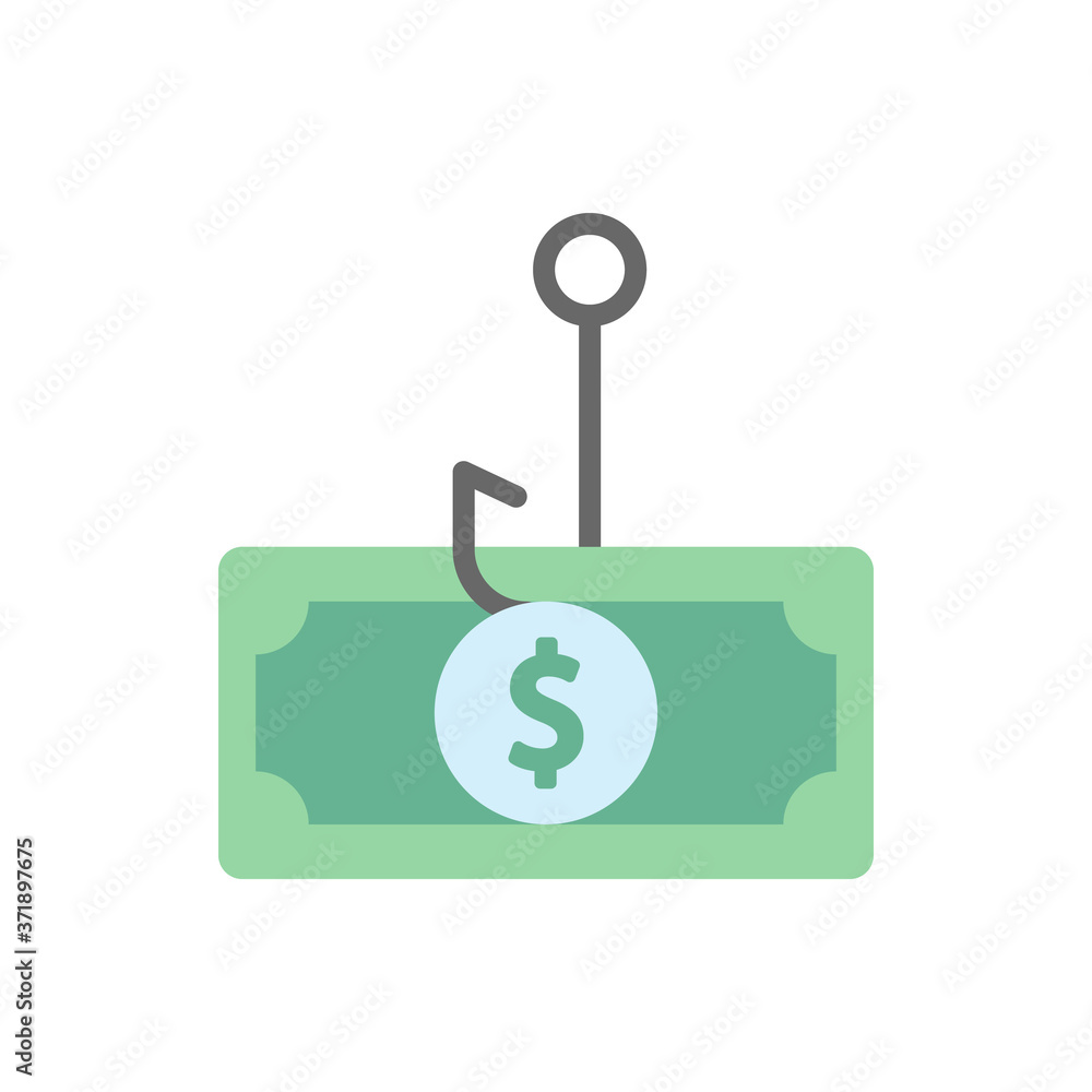 Poster phishing money dollar icon. simple color vector elements of hacks icons for ui and ux, website or mo