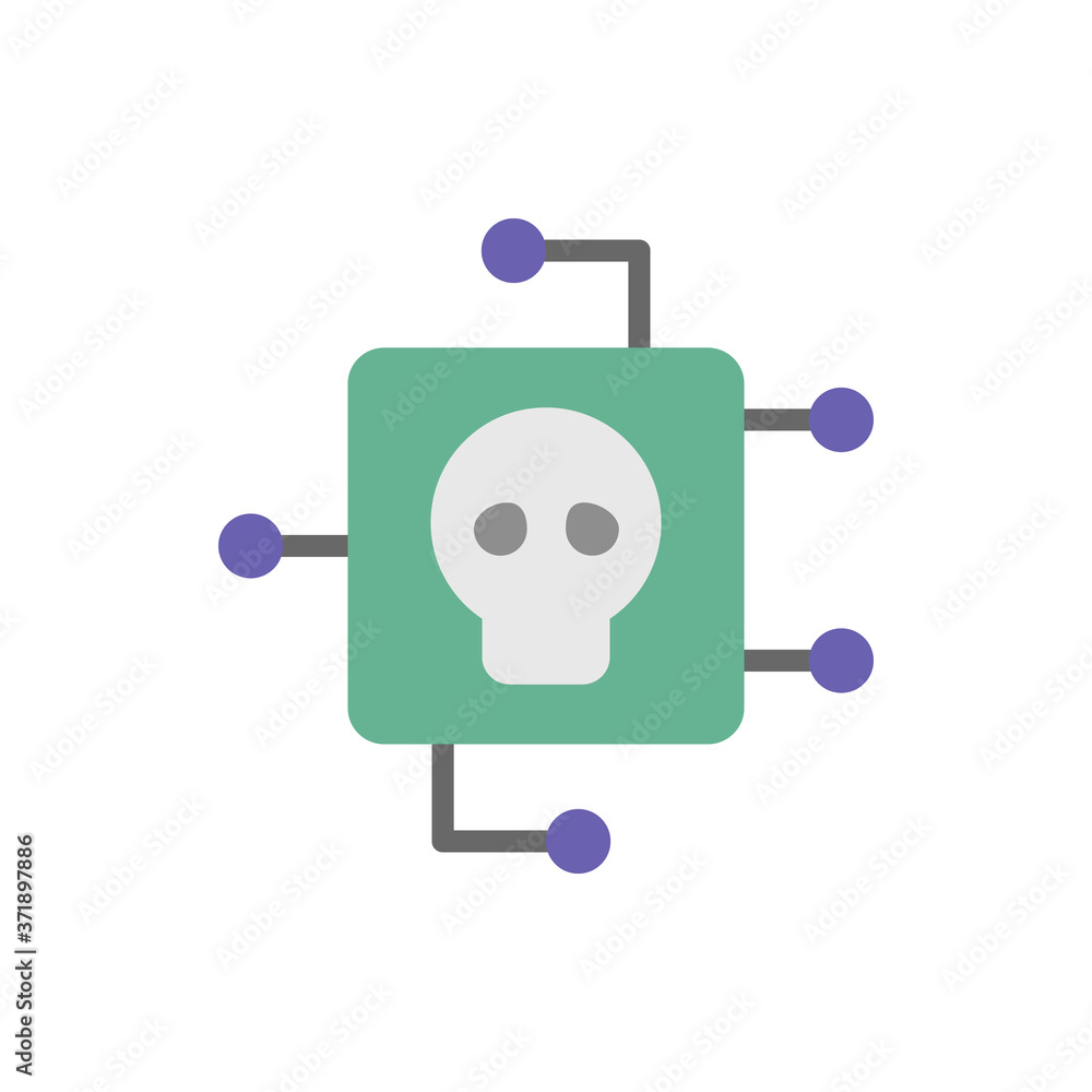 Poster skull cyber attack chip icon. simple color vector elements of hacks icons for ui and ux, website or 