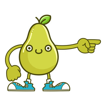 kawaii smiling pear fruit with sneakers cartoon