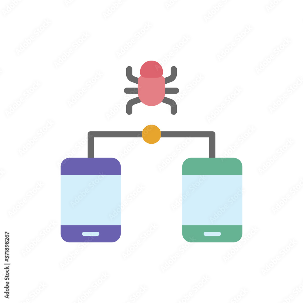 Poster smartphones bug cyber icon. simple color vector elements of hacks icons for ui and ux, website or mo