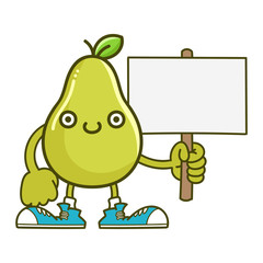 kawaii smiling pear fruit with sneakers cartoon