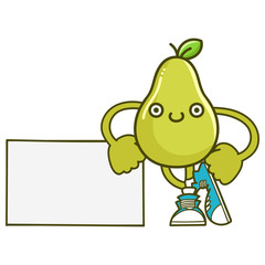kawaii smiling pear fruit with sneakers cartoon