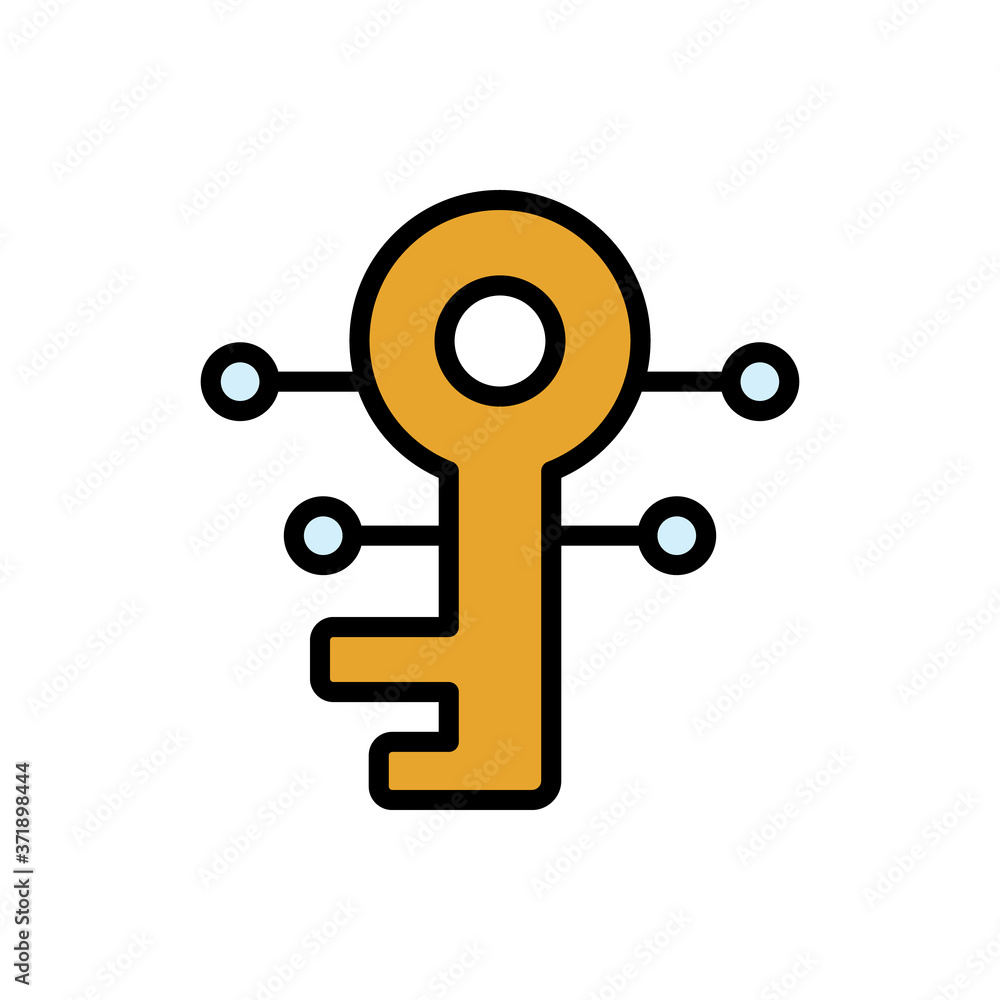Poster key cyber attack icon. simple color with outline vector elements of hacks icons for ui and ux, websi