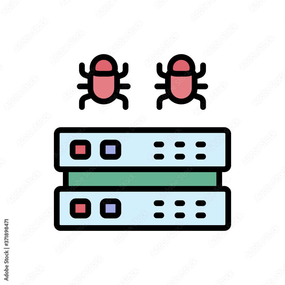Aufkleber server cyber attack icon. simple color with outline vector elements of hacks icons for ui and ux, we