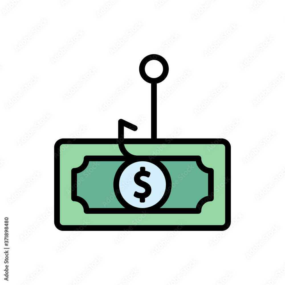 Poster phishing money dollar icon. simple color with outline vector elements of hacks icons for ui and ux, 
