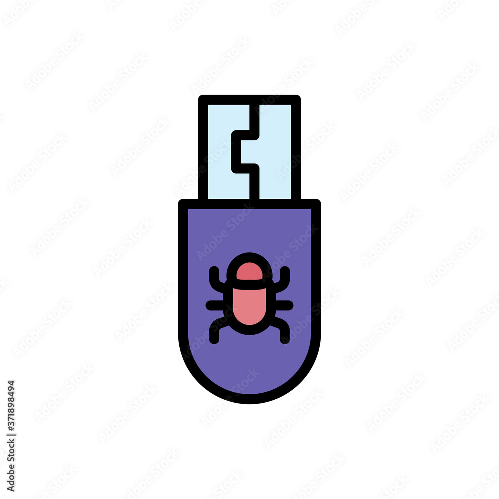 Poster usb drive cyber attack icon. simple color with outline vector elements of hacks icons for ui and ux,