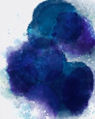 Blue Abstract Ink Wash Grunge Watercolor Background