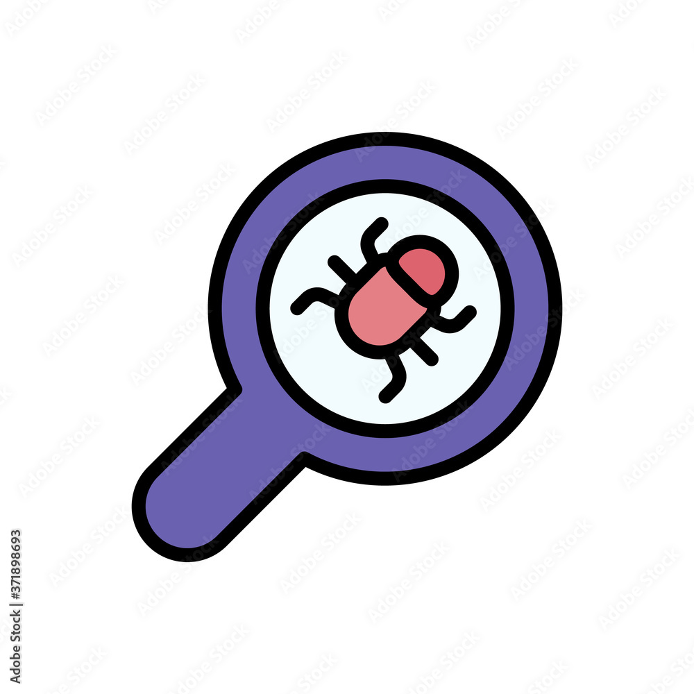 Poster bug magnifier icon. simple color with outline vector elements of hacks icons for ui and ux, website 