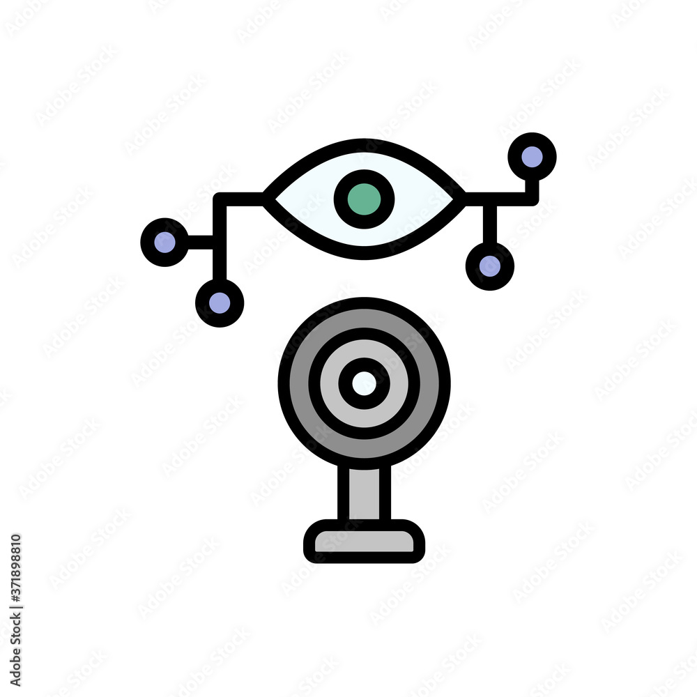 Poster webcam cyber attack icon. simple color with outline vector elements of hacks icons for ui and ux, we