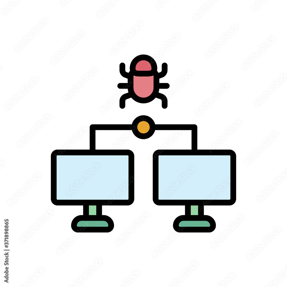 Poster laptops cyber attack icon. simple color with outline vector elements of hacks icons for ui and ux, w