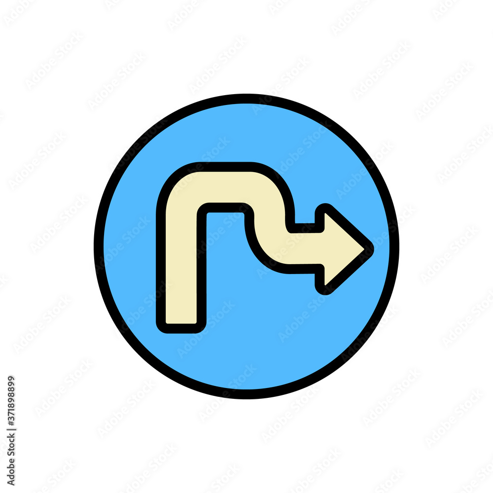 Poster arrow turn and right icon. simple color with outline vector elements of pointer icons for ui and ux,